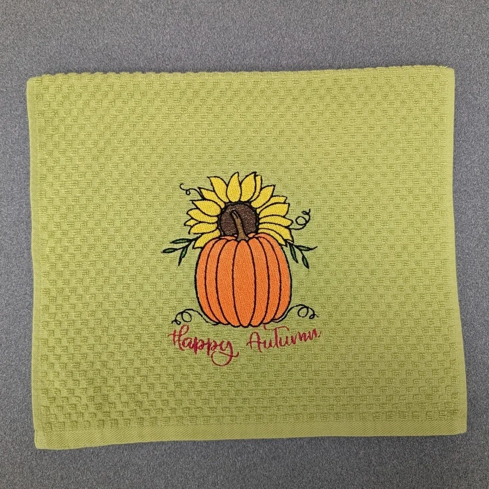 Happy Autumn Halloween Fall Thanksgiving Kitchen Bar Hand Tea Towel Great Gift!